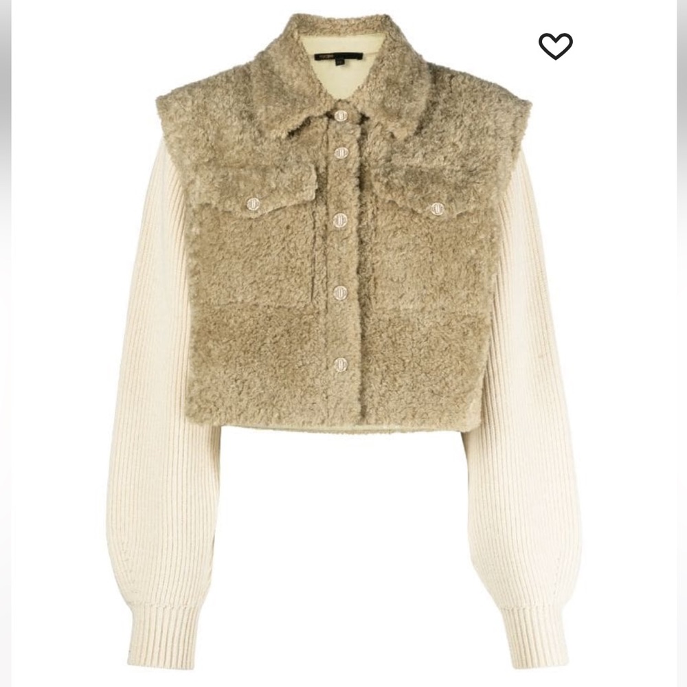 Maje layered shearling cropped jacket